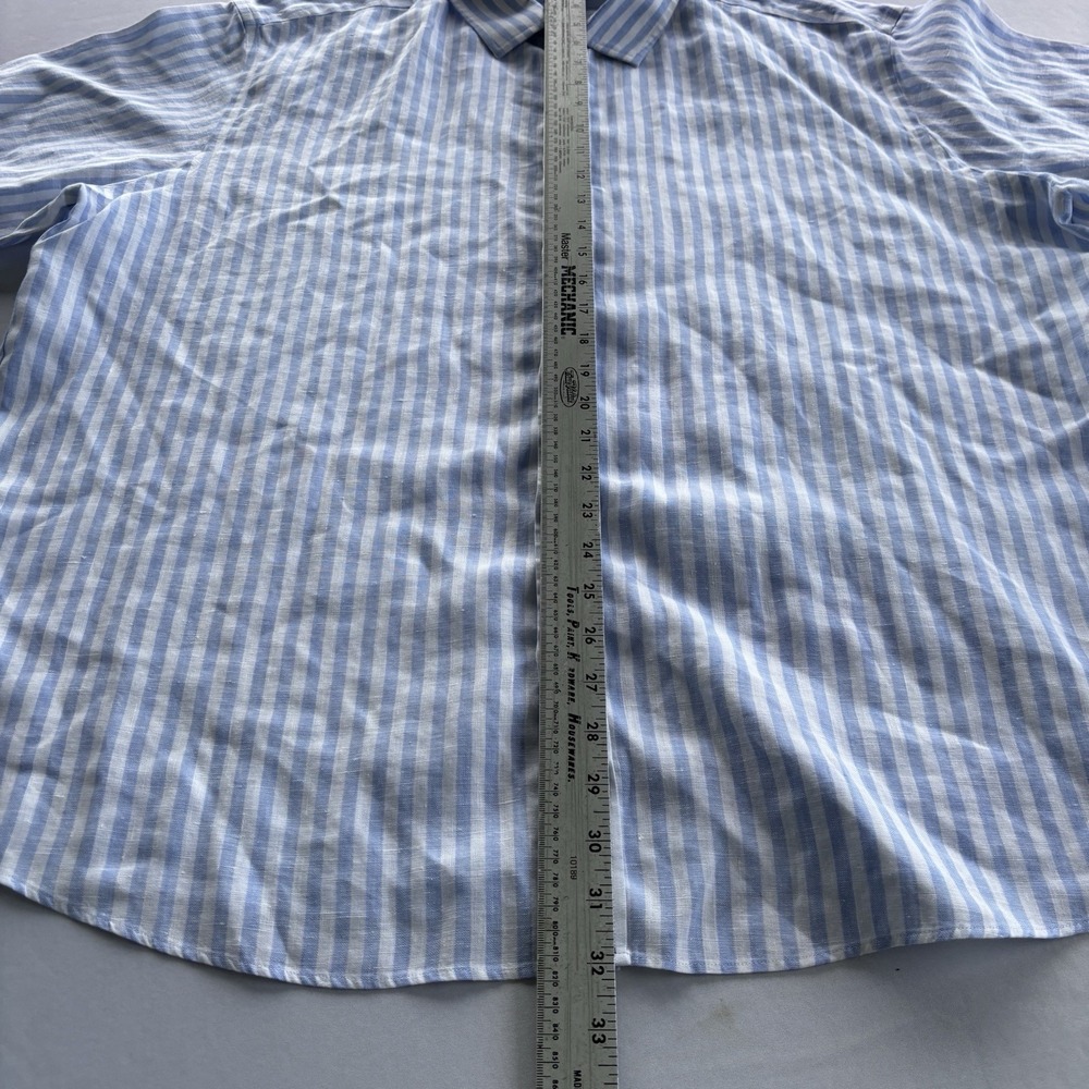 UNTUCKit Breckenridge Blue White Stripe Linen Shirt XXXL 3XL Men's - Picture 5 of 8